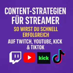 Content-Strategien für Streamer, Streaming erfolgreich werden, Twitch wachsen, YouTube Gaming SEO, Kick Streaming Tipps, TikTok Hooks, Content Plan Streamer, Streaming Setup, Community Aufbau, Streamer Monetarisierung