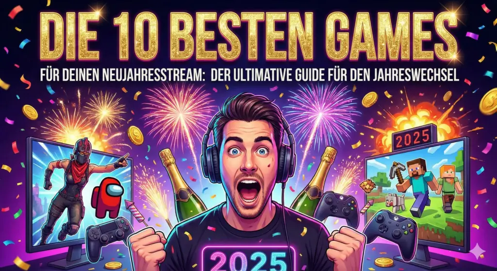 Games f&uuml;r deinen Neujahresstream, Silvester Stream Ideen, Twitch Community Spiele, Multiplayer Silvester, Stream Programm Neujahr