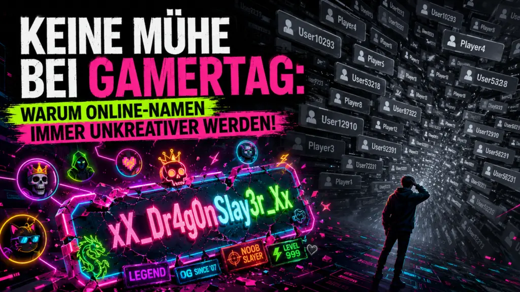 Keine Mühe bei Gamertag: Warum unsere digitale Identität im Gaming verblasst 2 Keine Muehe bei Gamertag Der Kontrast zwischen kreativen Retro Nicknames und den modernen generischen Standard Namen in heutigen Multiplayer Lobbys 2