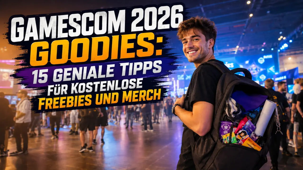 Gamescom 2026 Goodies: Besucher mit gesammelten Freebies in der Koelnmesse