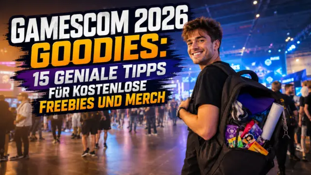 Gamescom 2026 Goodies: Besucher mit gesammelten Freebies in der Koelnmesse
