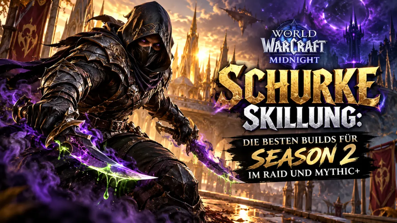 WoW Midnight Schurke Skillung: Die besten Builds für Season 2 im Raid und Mythic+ 1 WoW Midnight Schurke Skillung Guide mit Dolchen im Schatten für Season 2 (KI-generiertes Bild)
